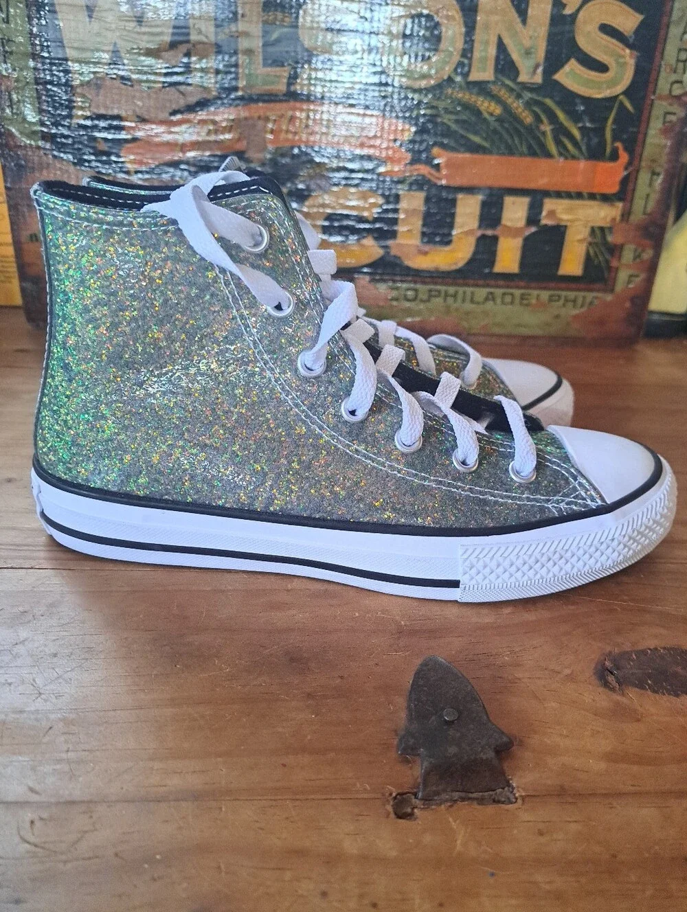 Converse Chuck Taylor All Star Winter Glitter High Top Sneakers Kids SZ 4 672097